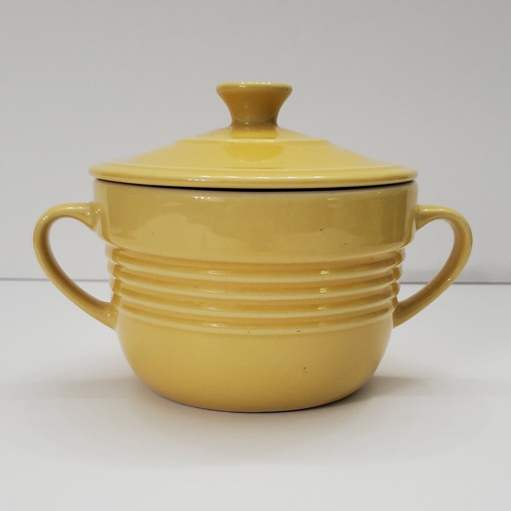 Well Equipped Kitchen Mustard Yellow Gold Covered Handled Soup Chili Sugar Bowl